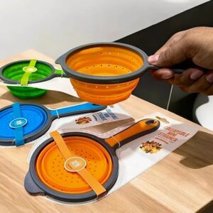 Foldable Silicone Colander & Strainer – Unbreakable, Quick Drain Kitchen Basket for Fruits, Vegetables & Pasta
