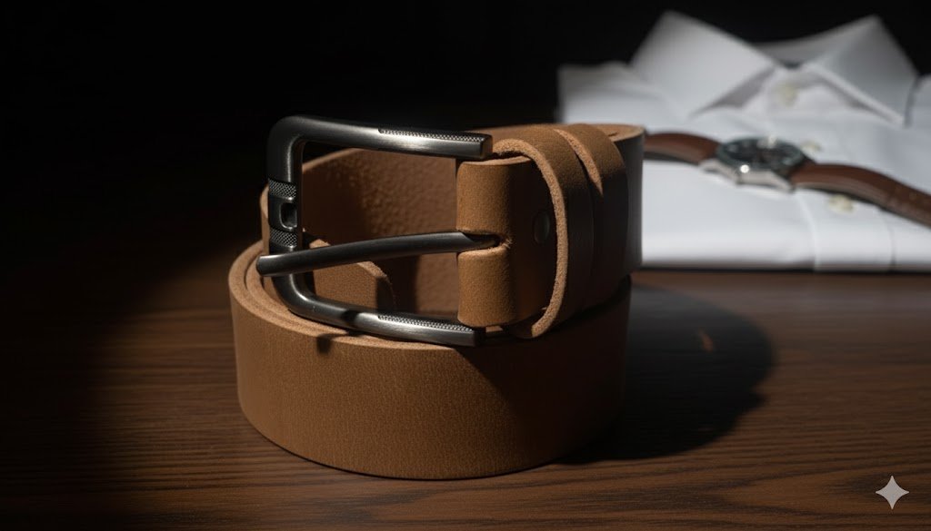 Premium Pure Leather Belt for Men - Brown Classic Style and Durability - Image 2
