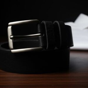 Durable 100% Genuine black Leather Belt with Classic Heavy-Duty Buckle
