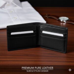 Premium Black Leather Wallet for Men - Slim & Stylish Design