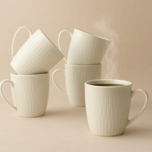 Cup Fine Bone - White 6Pc Imported